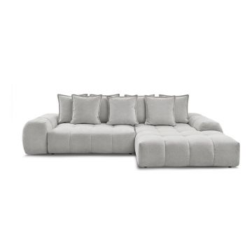 Colțar gri deschis extensibil/cu spațiu de depozitare cu tapițerie din chenille (cu colț pe partea dreaptă/cu șezlong) Everest – Bobochic Paris