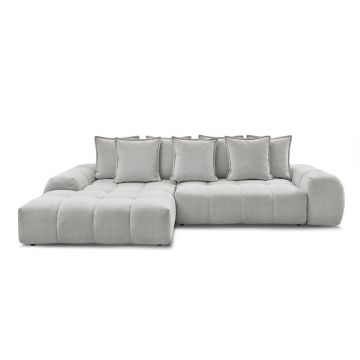 Colțar gri deschis extensibil/cu spațiu de depozitare cu tapițerie din chenille (cu colț pe partea stângă/cu șezlong) Everest – Bobochic Paris