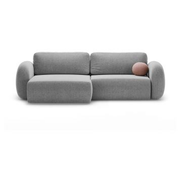 Colțar gri deschis extensibil/cu spațiu de depozitare cu tapițerie din chenille Tonale – Cosmopolitan Design