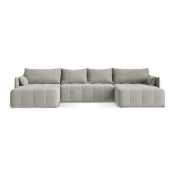 Colțar gri deschis extensibil/cu spațiu de depozitare (în formă de 