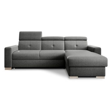 Colțar gri extensibil/cu spațiu de depozitare (cu colț pe partea dreaptă/cu șezlong) Fresia – ELTAP