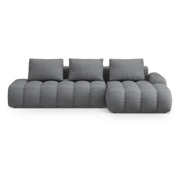 Colțar gri extensibil/cu spațiu de depozitare (cu colț pe partea dreaptă/cu șezlong) Linz – Cosmopolitan Design