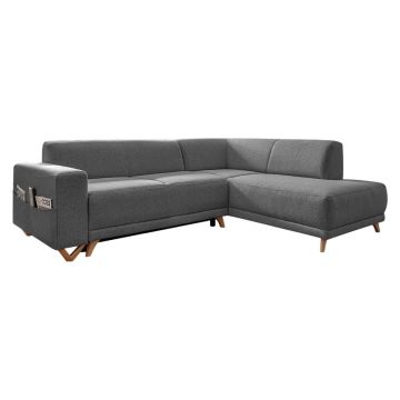 Colțar gri extensibil/cu spațiu de depozitare (cu colț pe partea dreaptă/în formă de ”L”) Classy Sophie – Miuform