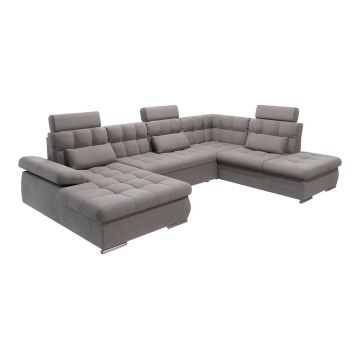 Colțar gri extensibil, cu spațiu de depozitare (cu colț pe partea dreaptă, în formă de 