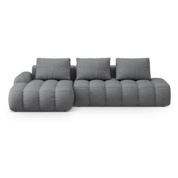 Colțar gri extensibil/cu spațiu de depozitare (cu colț pe partea stângă/cu șezlong) Linz – Cosmopolitan Design