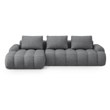 Colțar gri extensibil/cu spațiu de depozitare (cu colț pe partea stângă/cu șezlong) Linz – Cosmopolitan Design
