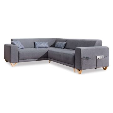 Colțar gri extensibil/cu spațiu de depozitare (cu colț pe partea stângă/în formă de ”L”) Classy Sophie – Miuform