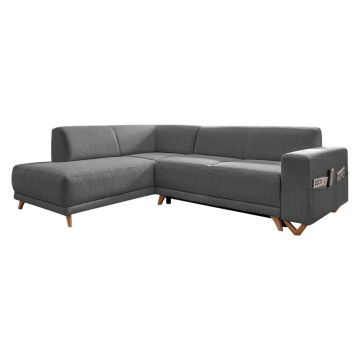 Colțar gri extensibil/cu spațiu de depozitare (cu colț pe partea stângă/în formă de ”L”) Classy Sophie – Miuform