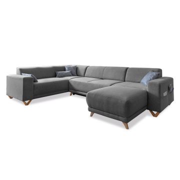 Colțar gri extensibil/cu spațiu de depozitare (cu colț pe partea stângă/în formă de 