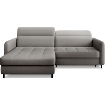 Colțar gri extensibil/cu spațiu de depozitare cu tapițerie din catifea (cu colț pe partea stângă/cu șezlong) Gomsi – ELTAP