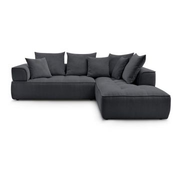 Colțar gri închis cu tapițerie din chenille (cu colț pe partea dreaptă/în formă de ”L”) Whesley – Bobochic Paris