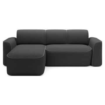 Colțar gri închis cu tapițerie din țesătură bouclé (cu colț pe partea stângă/cu șezlong) Ume – ELTAP