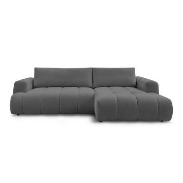 Colțar gri închis extensibil/cu spațiu de depozitare (cu colț pe partea dreaptă/cu șezlong) Fuji – Bobochic Paris