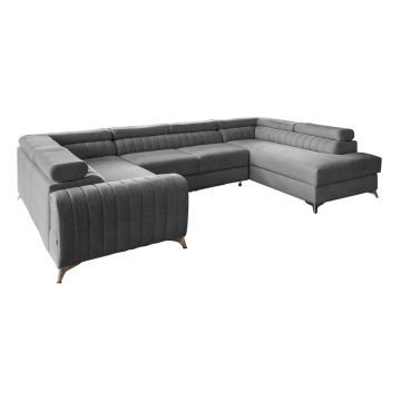 Colțar gri închis extensibil/cu spațiu de depozitare (cu colț pe partea dreaptă/în formă de 