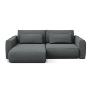 Colțar gri închis extensibil/cu spațiu de depozitare (cu colț pe partea stângă/cu șezlong) Kapua – Makamii