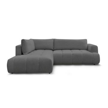 Colțar gri închis extensibil/cu spațiu de depozitare (cu colț pe partea stângă/în formă de ”L”) Fuji – Bobochic Paris