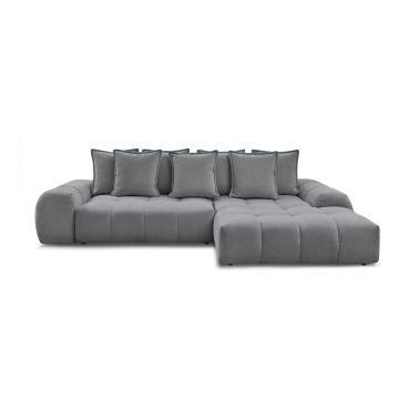 Colțar gri închis extensibil/cu spațiu de depozitare cu tapițerie din chenille (cu colț pe partea dreaptă/cu șezlong) Everest – Bobochic Paris