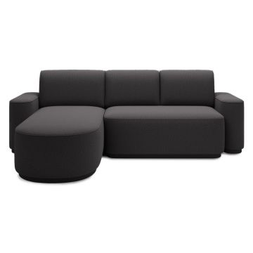 Colțar gri închis extensibil/cu spațiu de depozitare cu tapițerie din chenille (cu colț pe partea stângă/cu șezlong) Aurumm – ELTAP