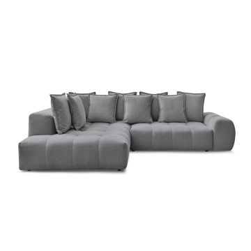 Colțar gri închis extensibil/cu spațiu de depozitare cu tapițerie din chenille (cu colț pe partea stângă/în formă de ”L”) Everest – Bobochic Paris