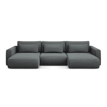 Colțar gri închis extensibil/cu spațiu de depozitare (în formă de 