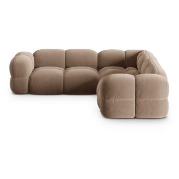 Colțar maro cu tapițerie din catifea Loretto – Cosmopolitan Design