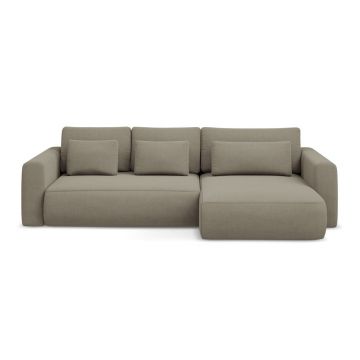 Colțar maro deschis extensibil/cu spațiu de depozitare (cu colț pe partea dreaptă/cu șezlong) Kapua – Makamii