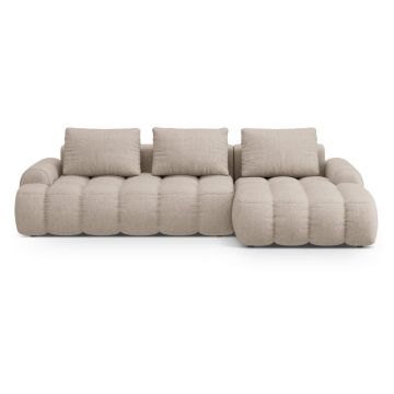 Colțar maro deschis extensibil/cu spațiu de depozitare (cu colț pe partea dreaptă/cu șezlong) Linz – Cosmopolitan Design