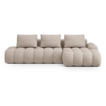 Colțar maro deschis extensibil/cu spațiu de depozitare (cu colț pe partea dreaptă/cu șezlong) Linz – Cosmopolitan Design