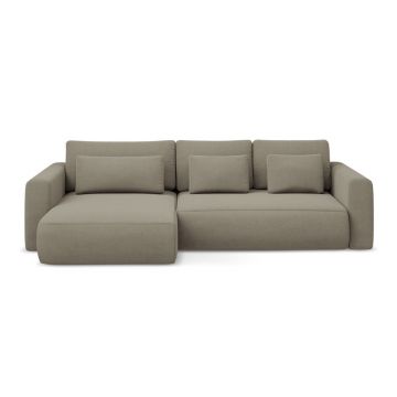 Colțar maro deschis extensibil/cu spațiu de depozitare (cu colț pe partea stângă/cu șezlong) Kapua – Makamii