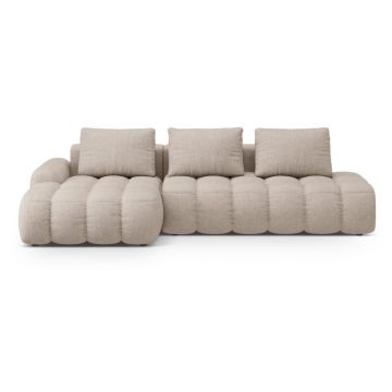 Colțar maro deschis extensibil/cu spațiu de depozitare (cu colț pe partea stângă/cu șezlong) Linz – Cosmopolitan Design