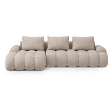 Colțar maro deschis extensibil/cu spațiu de depozitare (cu colț pe partea stângă/cu șezlong) Linz – Cosmopolitan Design