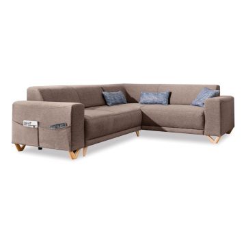 Colțar maro extensibil/cu spațiu de depozitare (cu colț pe partea dreaptă/în formă de ”L”) Classy Sophie – Miuform