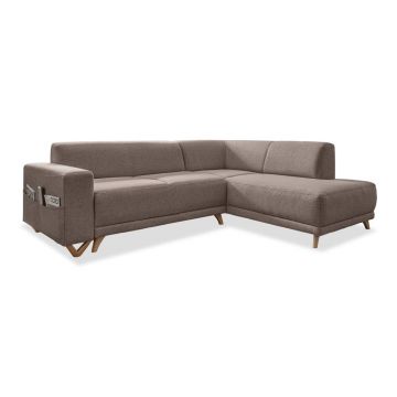 Colțar maro extensibil/cu spațiu de depozitare (cu colț pe partea dreaptă/în formă de ”L”) Classy Sophie – Miuform