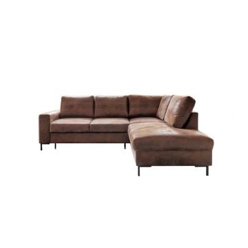 Colțar maro extensibil cu tapițerie din imitație de piele (cu colț pe partea dreaptă) Lofty Lilly – Miuform