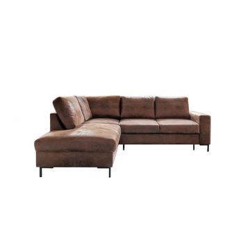 Colțar maro extensibil cu tapițerie din imitație de piele (cu colț pe partea stângă ) Lofty Lilly – Miuform