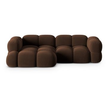 Colțar maro închis cu tapițerie din catifea (cu colț pe partea stângă/cu șezlong) Loretto – Cosmopolitan Design