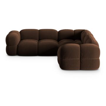 Colțar maro închis cu tapițerie din catifea Loretto – Cosmopolitan Design