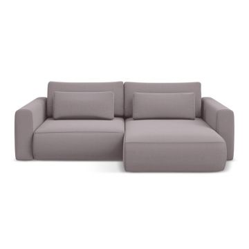 Colțar mov lavandă extensibil/cu spațiu de depozitare cu tapițerie din catifea (cu colț pe partea dreaptă/cu șezlong) Kapua – Makamii