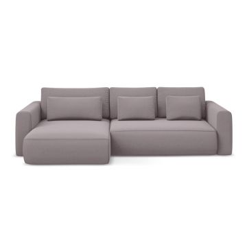 Colțar mov lavandă extensibil/cu spațiu de depozitare cu tapițerie din catifea (cu colț pe partea stângă/cu șezlong) Kapua – Makamii