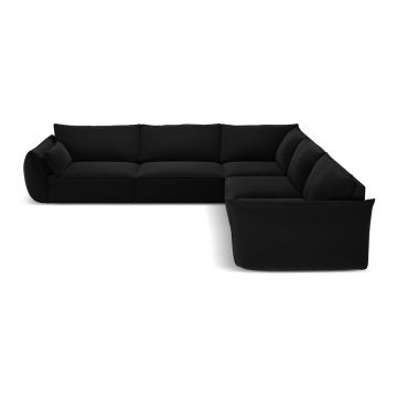 Colțar negru cu tapițerie din catifea Vanda – Mazzini Sofas