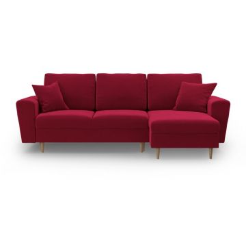 Colțar roșu extensibil, cu spațiu de depozitare cu tapițerie din catifea Kyoto – Cosmopolitan Design