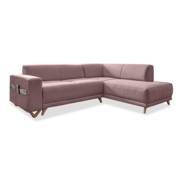 Colțar roz extensibil/cu spațiu de depozitare (cu colț pe partea dreaptă/în formă de ”L”) Classy Sophie – Miuform