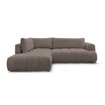 Colțar taupe extensibil/cu spațiu de depozitare (cu colț pe partea stângă/în formă de ”L”) Fuji – Bobochic Paris