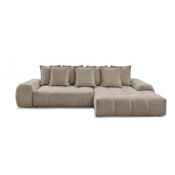 Colțar taupe extensibil/cu spațiu de depozitare cu tapițerie din chenille (cu colț pe partea dreaptă/cu șezlong) Everest – Bobochic Paris