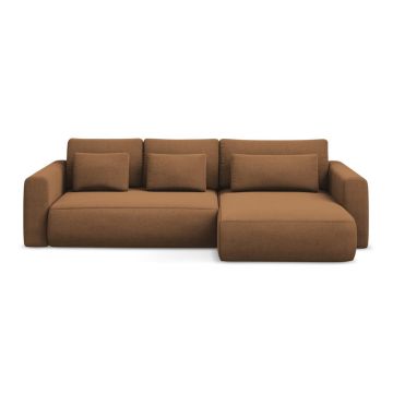 Colțar teracotă extensibil/cu spațiu de depozitare (cu colț pe partea dreaptă/cu șezlong) Kapua – Makamii