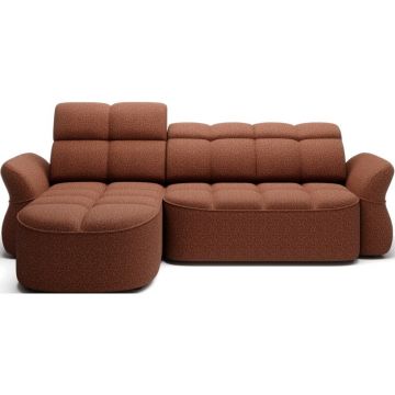 Colțar teracotă extensibil/cu spațiu de depozitare cu tapițerie din catifea (cu colț pe partea stângă/cu șezlong) Beneth – ELTAP