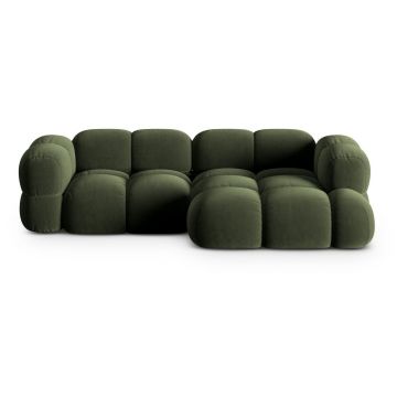 Colțar verde cu tapițerie din catifea (cu colț pe partea dreaptă/cu șezlong) Loretto – Cosmopolitan Design