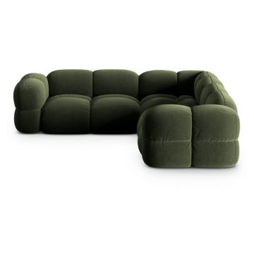 Colțar verde cu tapițerie din catifea Loretto – Cosmopolitan Design