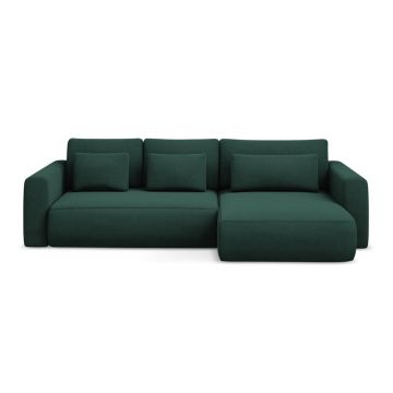 Colțar verde extensibil/cu spațiu de depozitare (cu colț pe partea dreaptă/cu șezlong) Kapua – Makamii