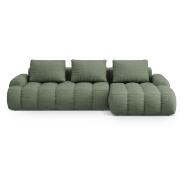 Colțar verde extensibil/cu spațiu de depozitare (cu colț pe partea dreaptă/cu șezlong) Linz – Cosmopolitan Design